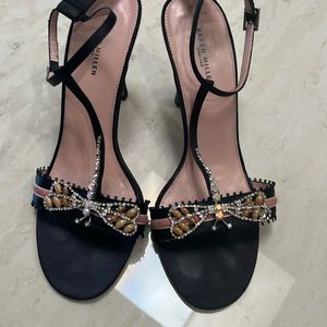 Karen millen black satin with pink ribbon and rhinestone dragonfly